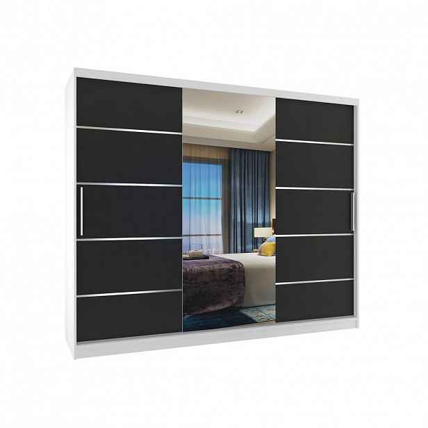B BELINI GROUP POSUVNÁ SKŘÍŇ Verona MBP, Bílá/Černá Mat, 232 cm, se zrcadlem