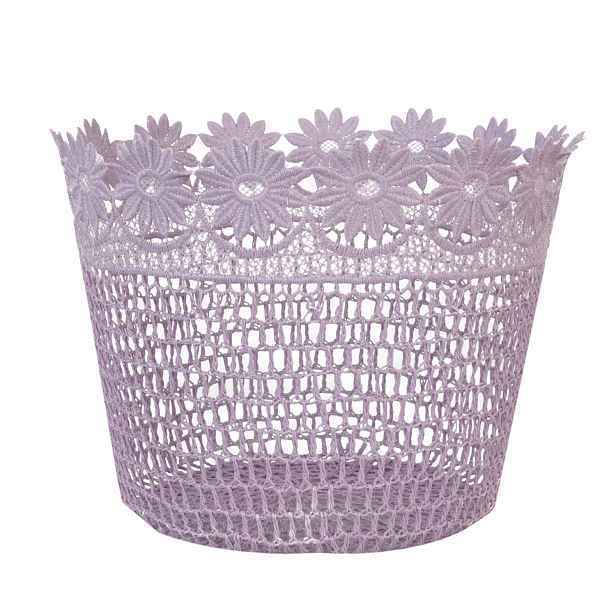 Fialkový háčkovaný košík - Ø 26*20 cm Clayre & Eef