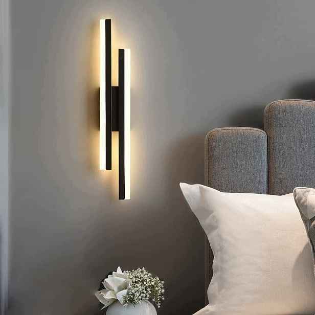 Led nástěnné svítidlo, lineární lampa, černá, styl loft/moderní, do obývacího pokoje, 16W, 3000K (teplá bílá)