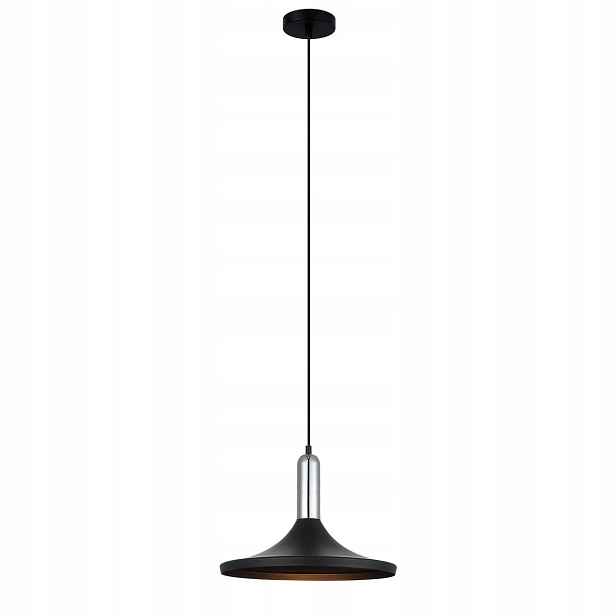 Moderní závěsná lampa Italux Lusty černá se stříbrným E27 60W IP20