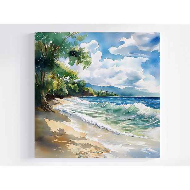 Obraz Na Plátně Canvas Krajina Havaj Tropy Pláž Oceán Vlny Palmy 50x50