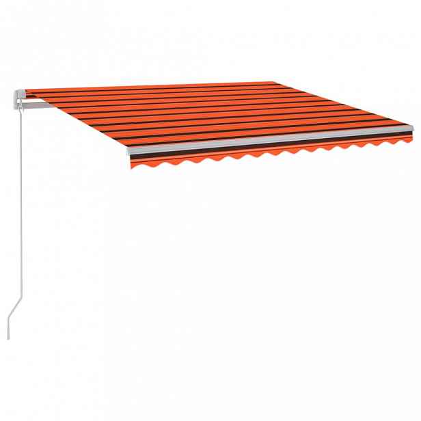 Ručně zatahovací markýza s LED světlem 350x250 cm Dekorhome Hnědá / oranžová