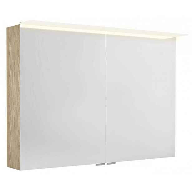 Sapho Linex - Zrcadlová skříňka s LED osvětlením 100x70x15 cm, 2x dvířka, jilm bardini LX100-0013