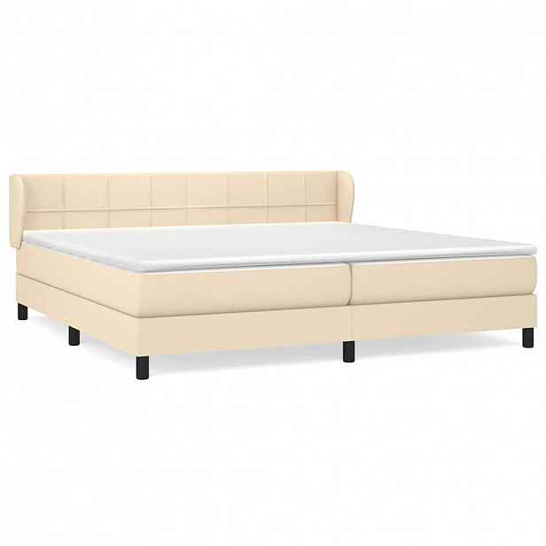 vidaXL Box spring postel s matrací krémová 200x200 cm textil