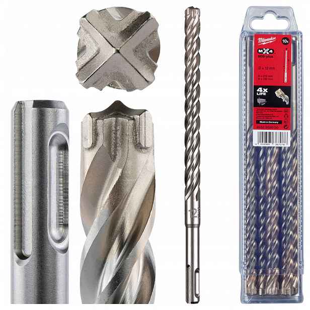 Vrtáky do betonu Sds Plus 12 x 150/210 mm 10 ks Milwaukee MX4