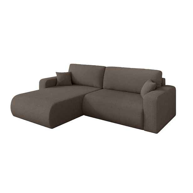 ALTDECOR ROHOVÁ SEDAČKA s funkcí spaní, otoman vlevo BERY-L 276x193x88 hnědá bouclé
