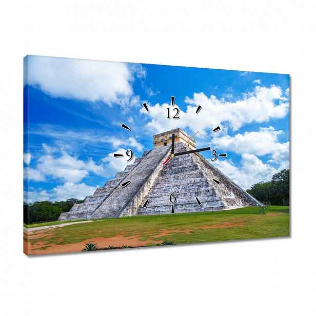 Hodiny 60x40 Kukulkanova pyramida Mexiko