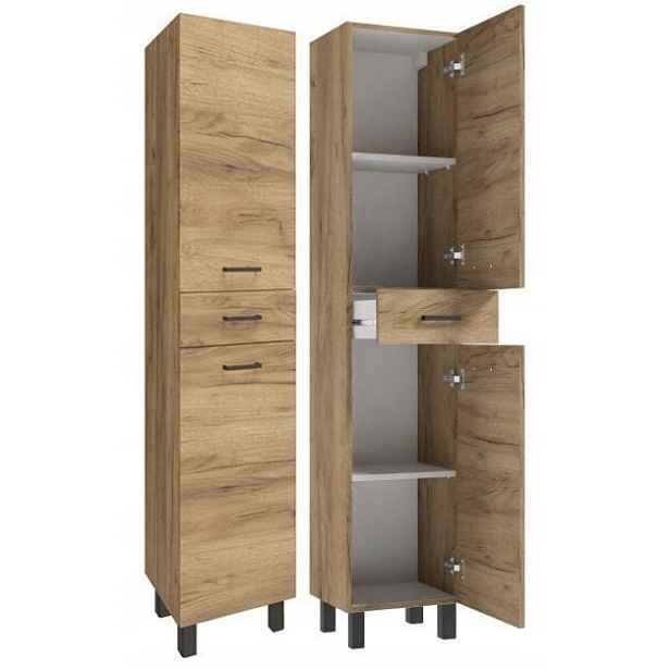 Koupelnový sloupek stojící 169x35 cm s nožičkami skříňka dub craft mat