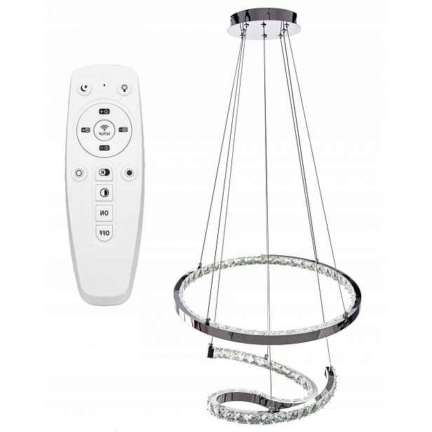 Led Stropní Křišťálová Lampa S Dálkovým Ovládáním, Stříbrný Kruh, Chromová Páska Sklo