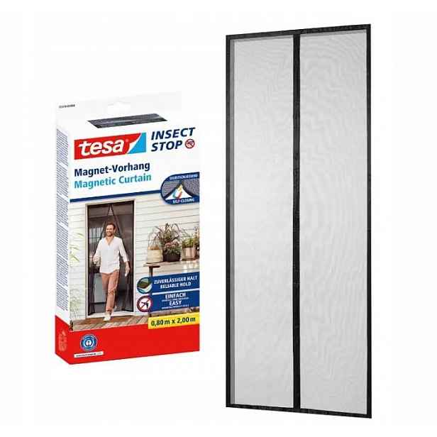 Tesa Moskytiéra s magnety Síť na dveře 0,9 x 2,1 m černá