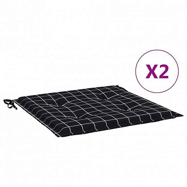 vidaXL Podušky na zahradní židli 2 ks černé kárované 50x50x3 cm textil
