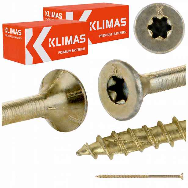 Vruty do dřeva Torx 6x140 mm 200 ks tesařské kuželové Klimas Wkcs