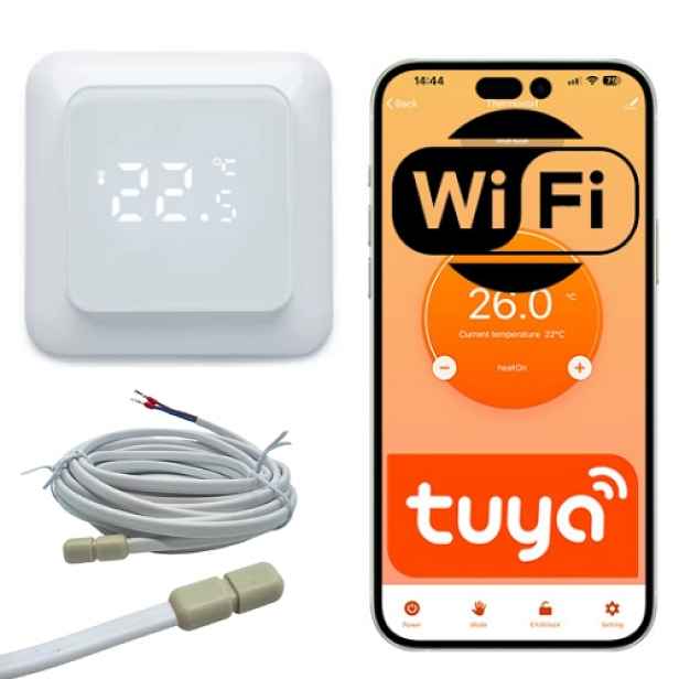 WiFi termostat Tuya 16A s podlahovým senzorem Ntc a regulátorem vytápění