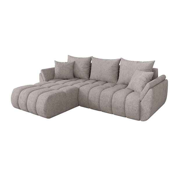 ALTDECOR ROHOVÁ SEDAČKA s funkcí spaní, otoman vlevo TOKO-L-v1 277x194x86 světle šedá velur