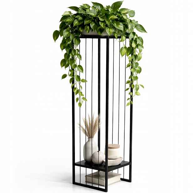 Držák Na Květináč Loft kovový 80 cm černý stojan 2 úrovně Industrial výrobce