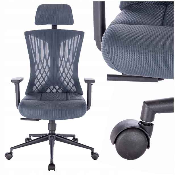 Kancelářská židle otočná Ergonomická Kancelářská židle nastavitelná šedo-oblohová