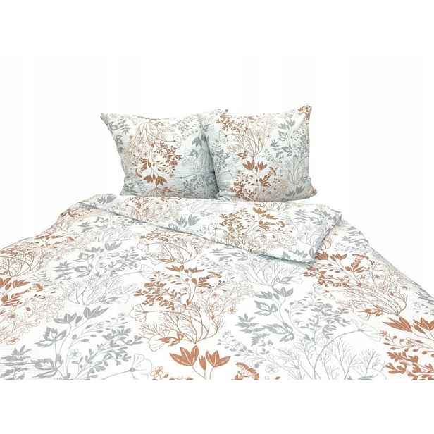Krepové povlečení 160x200 lux 2671 béžovo-šedé listy