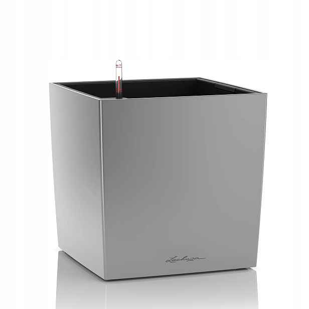 Květináč Lechuza Cube Premium 40 samozavlažovací Silver Metallic