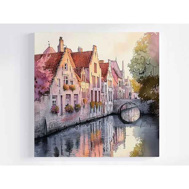 Obraz Na Plátně Canvas Belgie Bruggy Staré Město Kanál Most Úsvit 50x50
