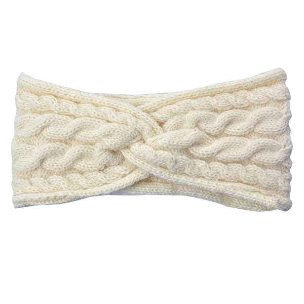 Béžová dámská zimní čelenka - 10*22 cm Clayre & Eef