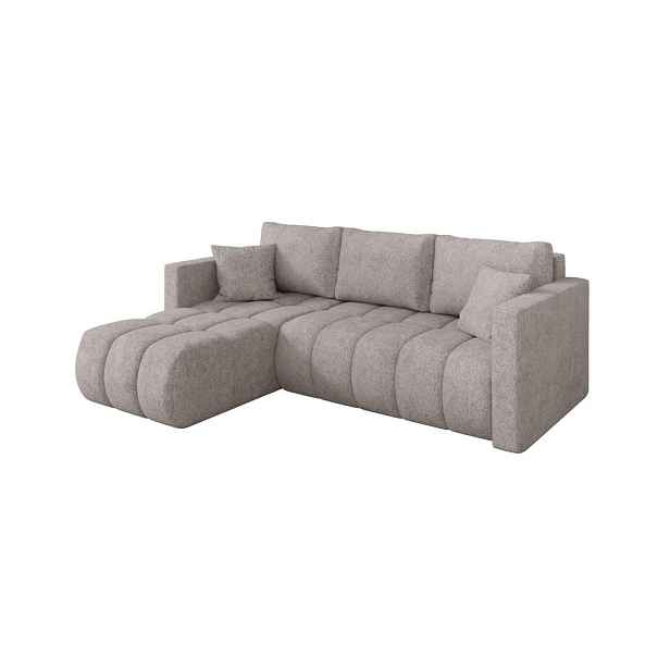 ALTDECOR ROHOVÁ SEDAČKA s funkcí spaní, otoman vlevo GARD-L 226x146x85 světle šedá velur