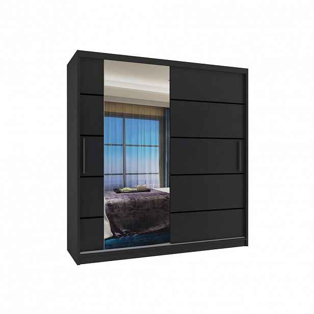 B BELINI GROUP POSUVNÁ SKŘÍŇ Verona MBP, Černá Mat, 158 cm, se zrcadlem