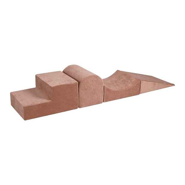 Béžové sametové pěnové hřiště 45x193x30 cm Montessori – Meowbaby