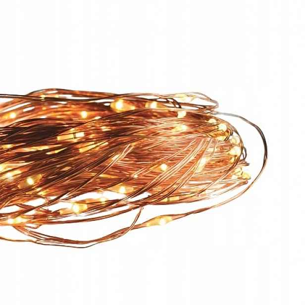 Led dekorační měděná girlanda, 8 funkcí, teplá bílá barva, 30 m, IP44 venko