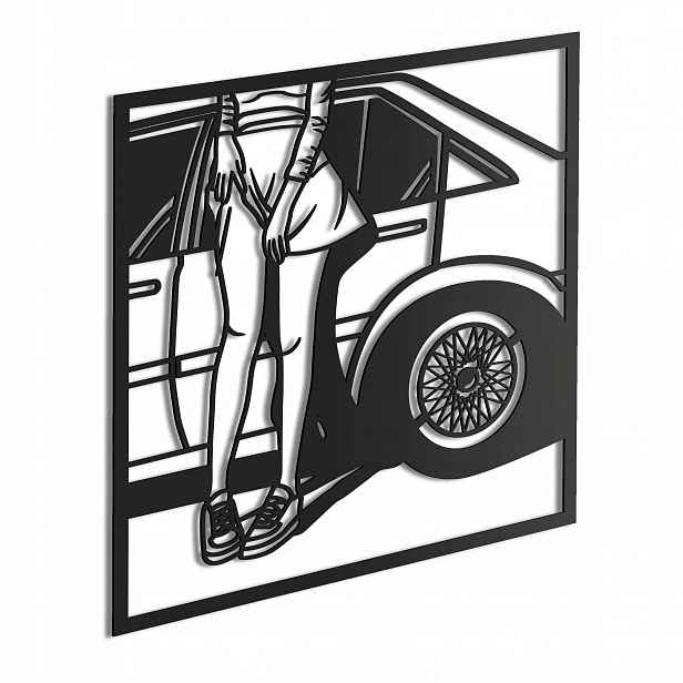 Dřevěný 3D obraz Auto a dívka Nástěnná Dekorace Dárek