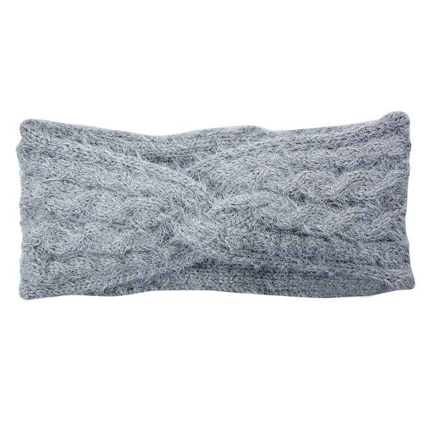 Šedá dámská zimní čelenka - 10*22 cm Clayre & Eef