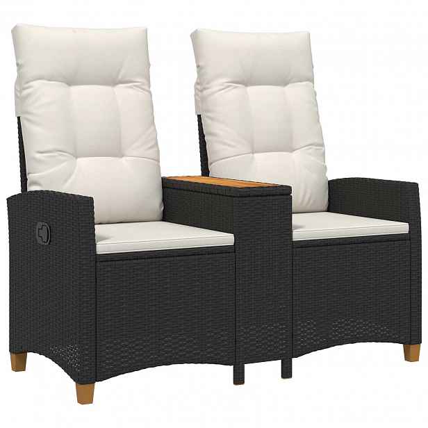 vidaXL Skládací lavice se stolem 2 -Seater 126 x 65 x 112 cm polyratan