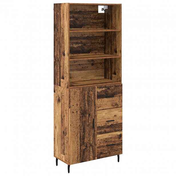 vidaXL Vysoký bufet 2 ks Staré dřevo 69,5 x 32,5 x 180 cm