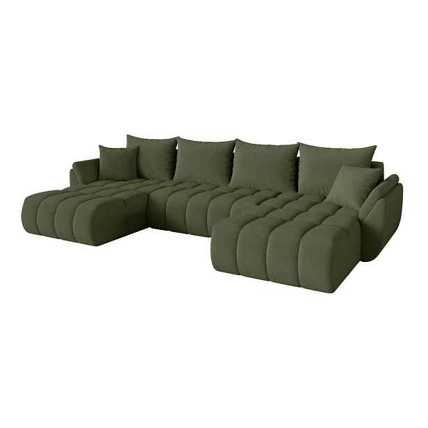 ALTDECOR SEDACÍ SOUPRAVA DO U s funkcí spaní a úložným prostorem TOKO-U-v1 378x194x86 zelená bouclé