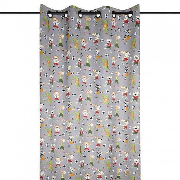 decoDoma Zatemňovací závěs BLACKOUT FOTBAL šedá 140 x 260 cm sada 2 ks