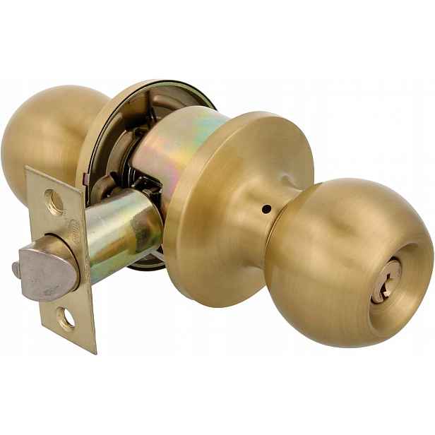 Knoflíkový zámek Amig s klíčem 60/70 mm Matný mosazný zámek pro dveře 35-45 mm