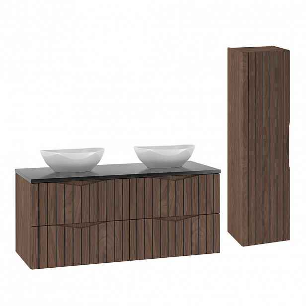 Petits-meubles KOUPELNOVÝ NÁBYTEK 120.6cm Siena 2er-Set Dřevo a černá