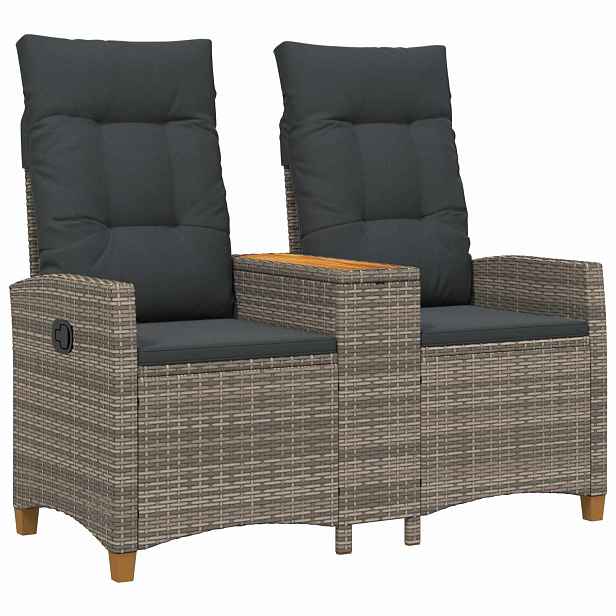 vidaXL Skládací lavice se stolem 2 -Seater 126 x 65 x 112 cm polyratan