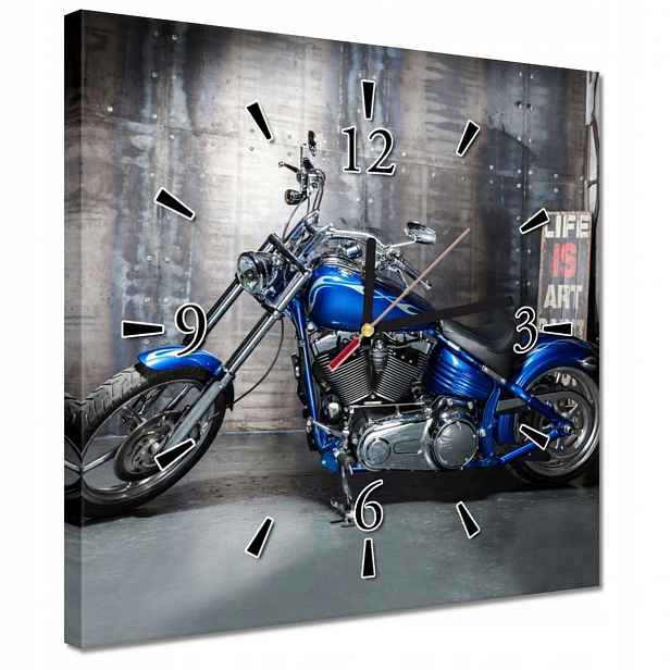 Nástěnné hodiny 30x30 Modrý chopper