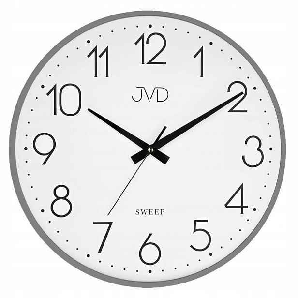 Šedé Čitelné Tiché Elegantní Kovové Nástěnné Hodiny Jvd HK4129.3 35 cm