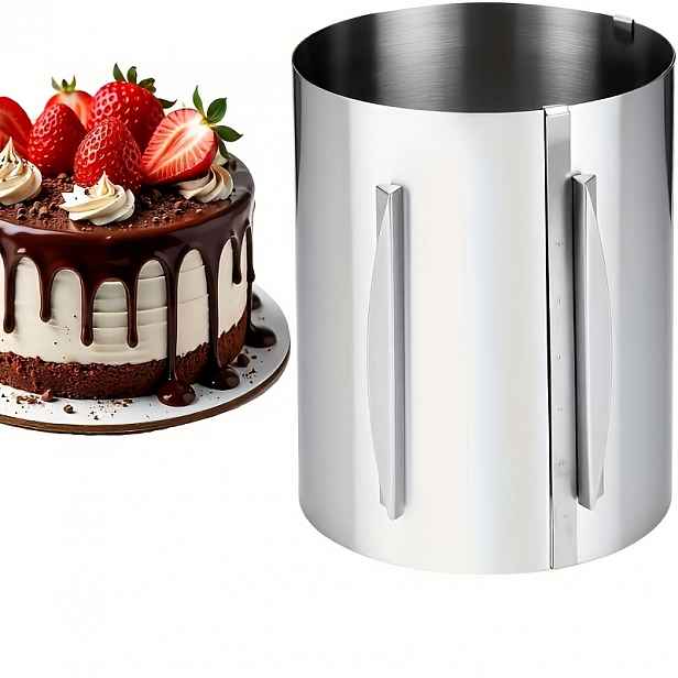 TEMU ZGV 1 ks 20 cm vysoký kruh na mousse dort – Rozšiřitelný 16-30 cm na pečení, nerezová ocel, kulatý, ideální pro Valentýna, Vánoce, perfektní pro