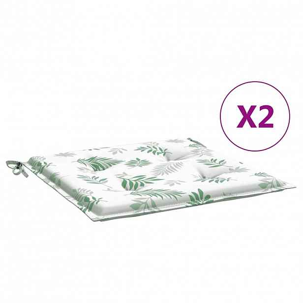vidaXL Podušky na židli 2 ks vzor listů 50 x 50 x 3 cm textil