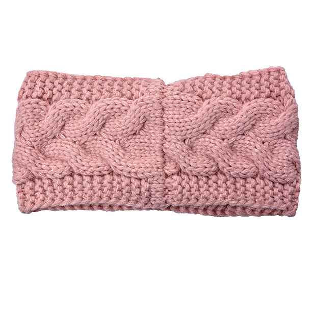 Růžová dámská zimní čelenka - 10*22 cm Clayre & Eef
