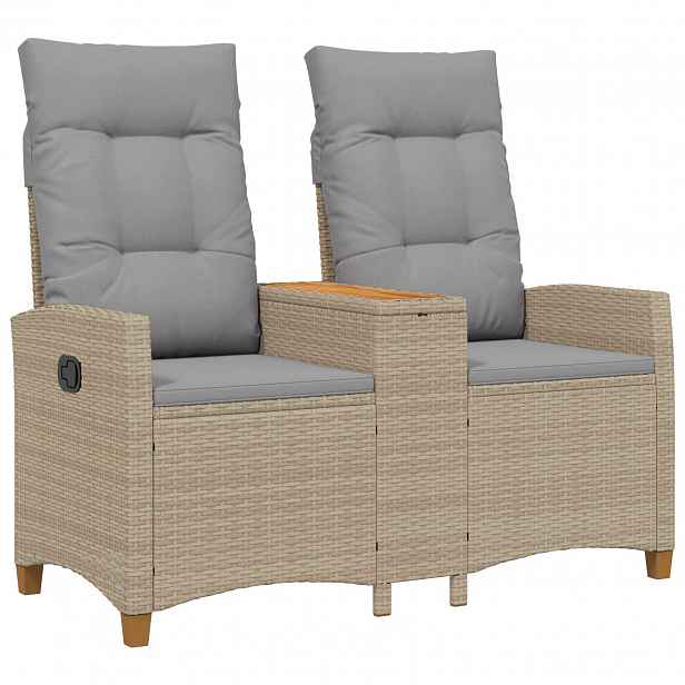 vidaXL Skládací lavice se stolem 2 -Seater 126 x 65 x 112 cm polyratan