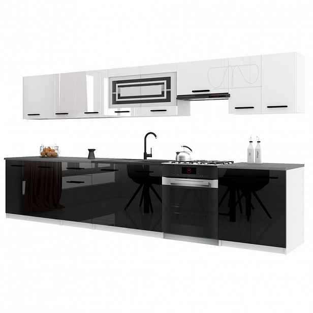 B BELINI GROUP KUCHYŇSKÁ LINKA Italia 3 320 cm, s pracovními deskami, Bílo-černá