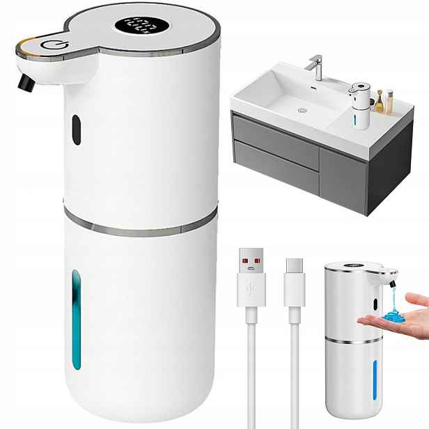 Dávkovač Mýdla Automatický Bezdotykový Usb Dispenser Velký 380 ML Bílý