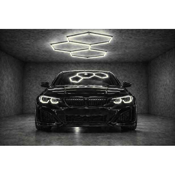 Hexagon Led lampa Osvětlení Garáž Dílna Dům 4000K 125W 15000LM Silná