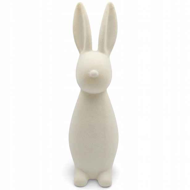 Velký Velikonoční Králík 42 cm Bílý Semišový Vánoční Dekorace Figurka