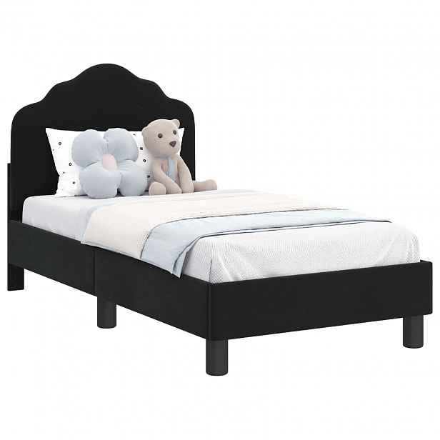 vidaXL Rám postele pro batole s čelem s čelo Černá 70 x 140 cm Samet