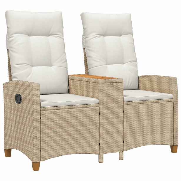 vidaXL Skládací lavice se stolem 2 -Seater 126 x 65 x 112 cm polyratan