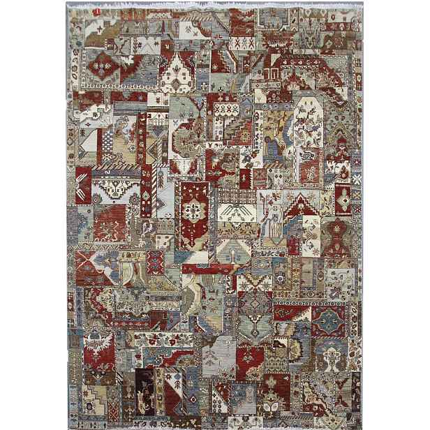 AKCE: 305x425 cm Ručně vázaný kusový koberec Diamond DC-PATCH RED MULTI, vícebarevná, chodba / předsíň, Diamond Carpets India